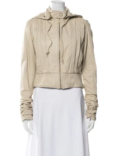 Pre-owned Mike & Chris Leather Biker Jacket In Neutral
