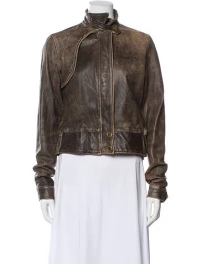 Pre-owned Mike & Chris Leather Bomber Jacket In Multi