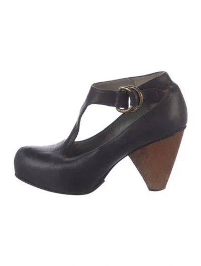 Pre-owned Mike & Chris Leather T-strap Pumps In Blue