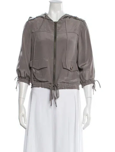 Pre-owned Mike & Chris Leather Utility Jacket In Gray