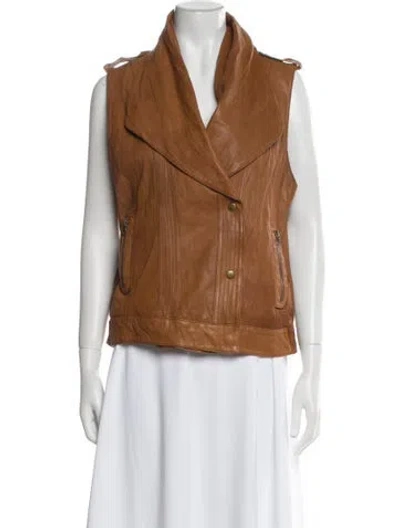 Pre-owned Mike & Chris Leather Vest In Brown