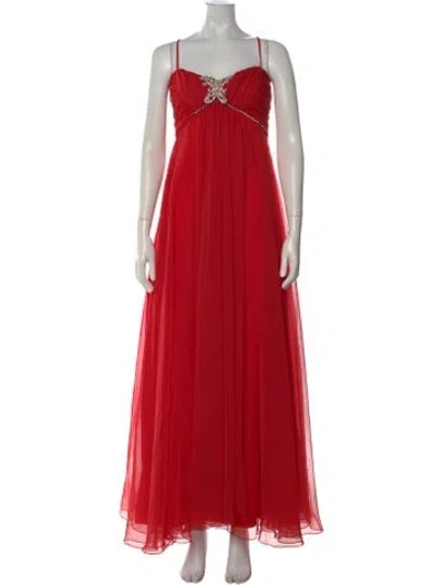 Pre-owned Mike Benet Strapless Long Dress In Red