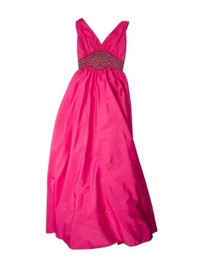 Pre-owned Mike Benet V-neck Long Dress In Pink
