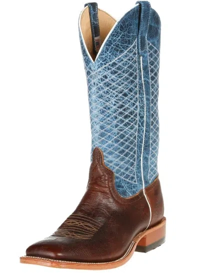 Pre-owned Mike Tyson Anderson Bean S1116 Men's Square Toe  Bison Blue Lava Boots