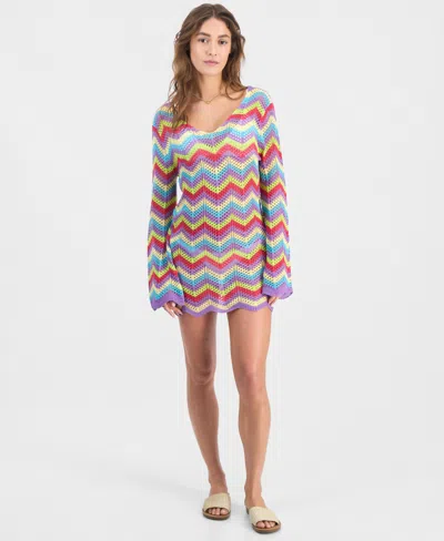 Miken Juniors' Chevron Dress Swim Cover-up, Exclusively At Macy's In Multi