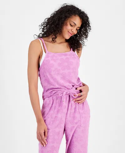 Miken Juniors' Cropped Velour Tank Top Cover-up, Created For Macy's In Violet Sun