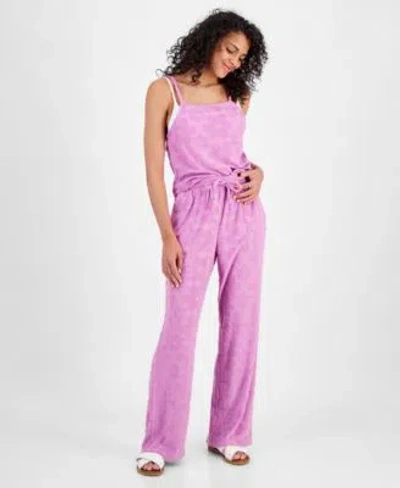 MIKEN JUNIORS CROPPED VELOUR TANK TOP COVER UP VELOUR COVER UP PANTS CREATED FOR MACYS