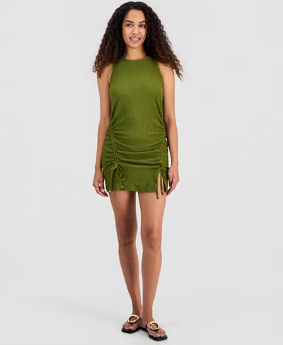 Miken Juniors' Front-ruched Cover-up Tank Dress, Macy's Exclusive In Green