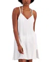 Miken Juniors' Knotted Tank Cover-up Dress, Created For Macy's Women's Swimsuit In White