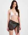 Miken Juniors' Metallic-knit Cover-up Sarong, Exclusively At Macy's In Black,gold