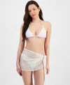 Miken Juniors' Metallic-knit Cover-up Sarong, Exclusively At Macy's In White,gold