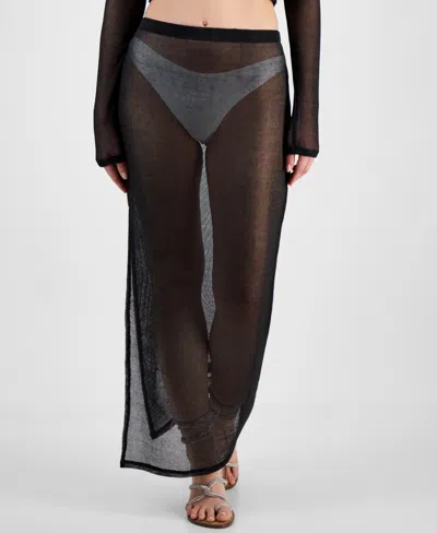 Miken Juniors' Metallic Mesh Skirt Cover-up, Exclusively At Macy's In Black