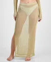 Miken Juniors' Metallic Mesh Skirt Cover-up, Exclusively At Macy's In Gold