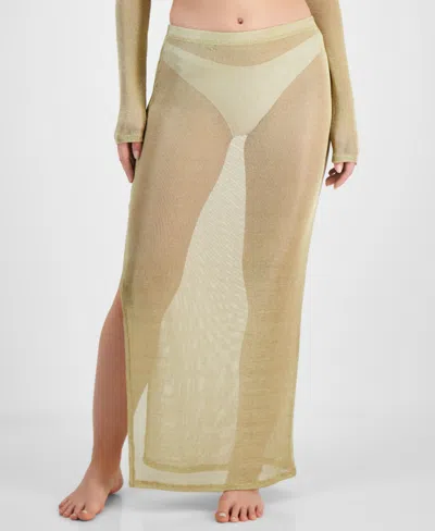 Miken Juniors' Metallic Mesh Skirt Cover-up, Exclusively At Macy's In Gold