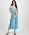 Miken Juniors' Metallic Mesh Tank Dress Cover-up, Exclusively At Macy's In Spun Sugar