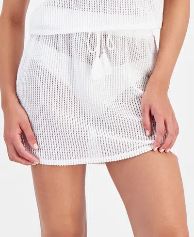 Miken Juniors' Pointelle Drawstring Skirt Cover-up, Created For Macy's In White