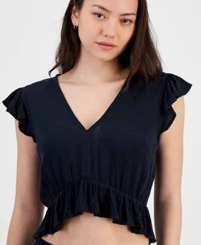 Miken Juniors' Ruffled Cover-up Top, Exclusively At Macy's In Black