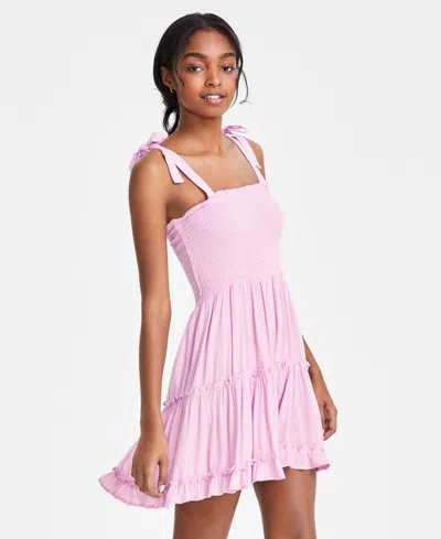 Miken Juniors' Smocked Swim Cover-up Dress, Created For Macy's In Crocus Petal