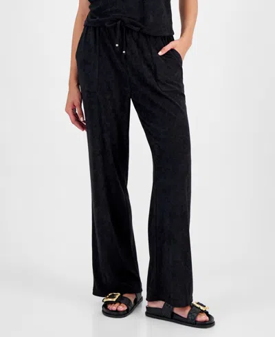 Miken Juniors' Velour Drawstring Cover-up Pants, Created For Macy's In Black
