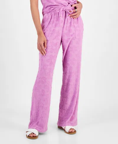 Miken Juniors Cropped Velour Tank Top Cover Up Velour Cover Up Pants Created For Macys In Violet Sun
