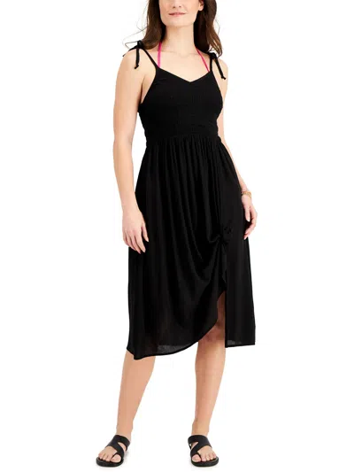 Miken Juniors Womens Smocked Dress Cover-up In Black