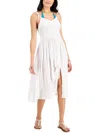 Miken Juniors Womens Smocked Dress Cover-up In White