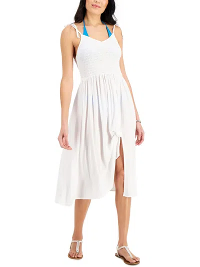 Miken Juniors Womens Smocked Dress Cover-up In White