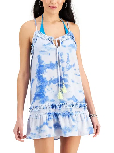 Miken Juniors Womens Tie-dye Dress Cover-up In Blue
