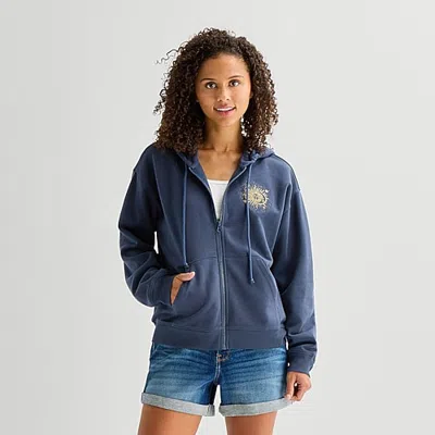 Miken Nature Full Zip Womens Juniors Long Sleeve Hoodie In Blue