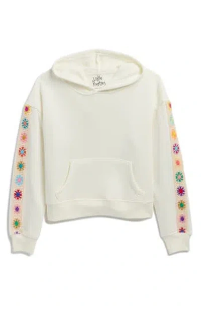 Miken Swim Kids' Crochet Trim Hoodie In Neutral