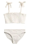 Miken Swim Kids' Eyelet Smocked Two-piece Swimsuit In White