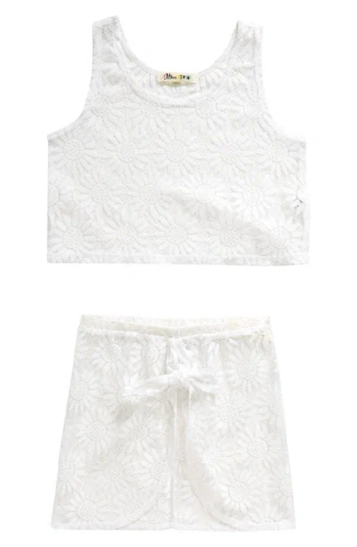 Miken Swim Kids' Floral Tank & Skirt Set In White