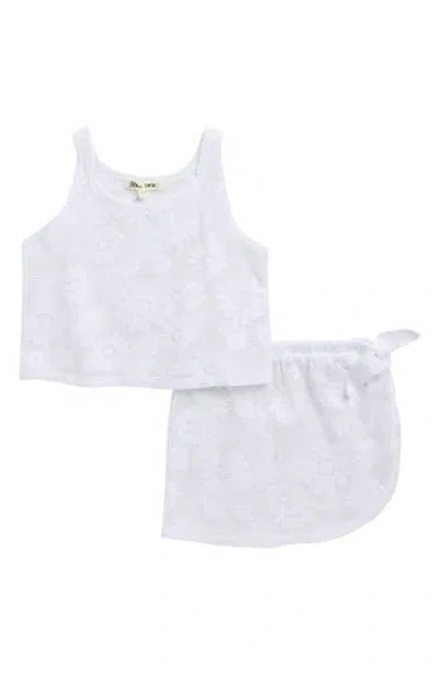 Miken Swim Kids' Grid Mesh Cover-up Tank Top & Sarong Set In White
