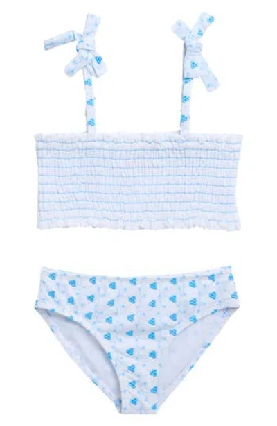 Miken Swim Kids' Smocked Two-piece Swimsuit In White