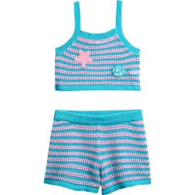 Miken Swim Kids' Stripe Cover-up Tank & Shorts Set In Multi