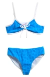 Miken Swim Kids' Tie Front Jacquard Two-piece Swimsuit