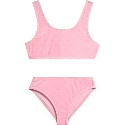 Miken Swim Kids' Velour Two-piece Swimsuit In Orchid Pink