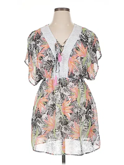 Pre-owned Miken Swim Short Sleeve Blouse In White
