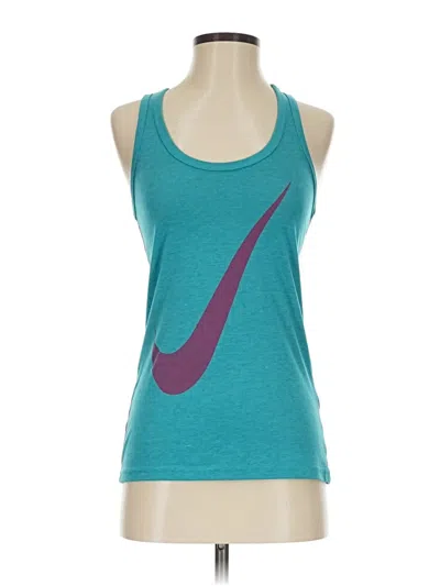 Pre-owned Miken Tank Top Teal Halter Neckline Tops