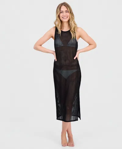 Miken Women's Crochet Scoop Neck Swim Cover Up Dress, Macy's Exclusive In Black