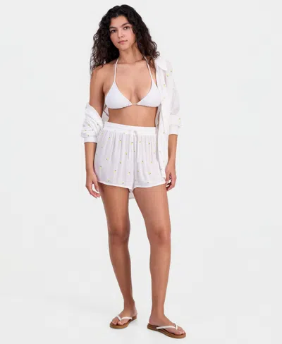 Miken Women's Lemon Embroidered Pull-on Swim Cover Up Shorts, Macy's Exclusive In Multi
