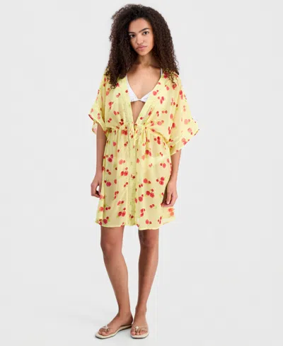 Miken Women's Printed V-neck Swim Cover Up Kimono, Macy's Exclusive In Yellow