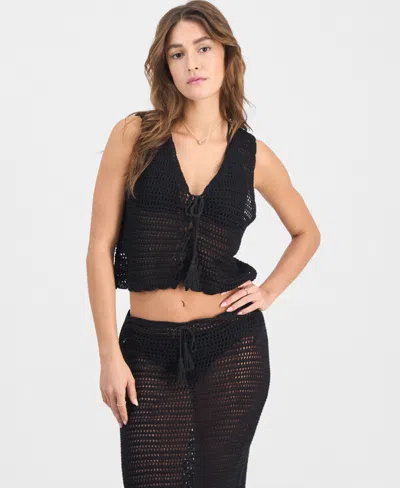 Miken Women's Sleeveless Swim Cover-up Tank Top, Exclusive To Macys In Black
