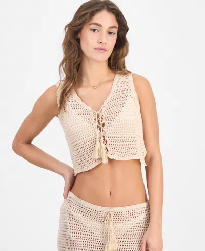 Miken Women's Sleeveless Swim Cover-up Tank Top, Exclusive To Macys In Neutral