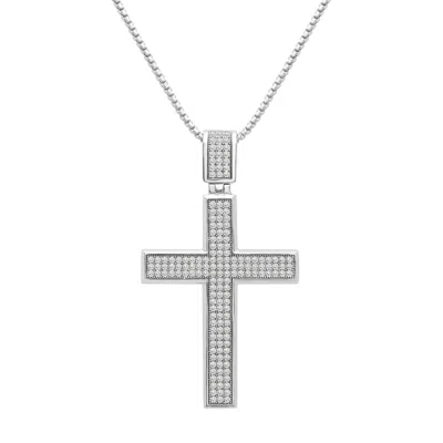 Miki & Jane Men's Silver Diamond Cross Pendant