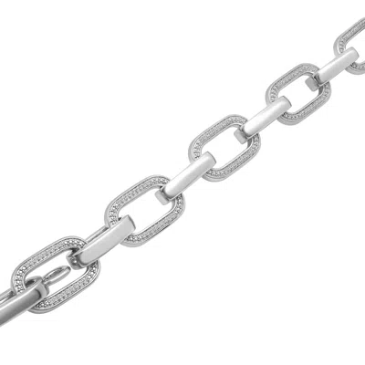 Miki & Jane White / Silver Diamond Men's Bracelet In Sterling Silver In Multi