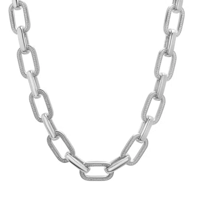 Miki & Jane White / Silver Diamond Men's Link Necklace In Sterling Silver In Multi