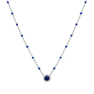 Miki & Jane Women's Birthstone Enamel Necklace - Blue Sapphire