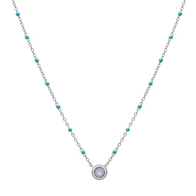 Miki & Jane Women's Blue Birthstone Enamel Necklace - Aquamarine