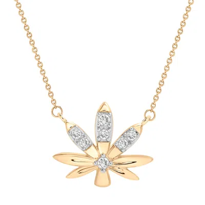 Miki & Jane Women's Gold Mary Jane Diamond Leaf Necklace